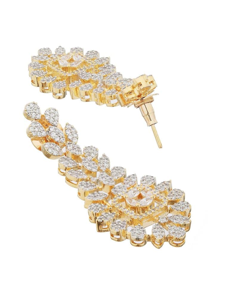 Gold Toned White CZ Studded designer Jewellery Set view 6