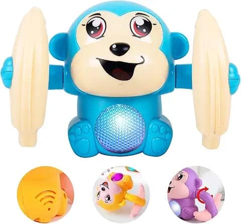 Gooyo GY-2029 Voice Control Banana Dancing Monkey Toy|Spinning, Rolling and Tumbling Toy for Kids with Bright LED Lights & Sound Effects|Blue|3xAAA Battery (Not Included) view 2