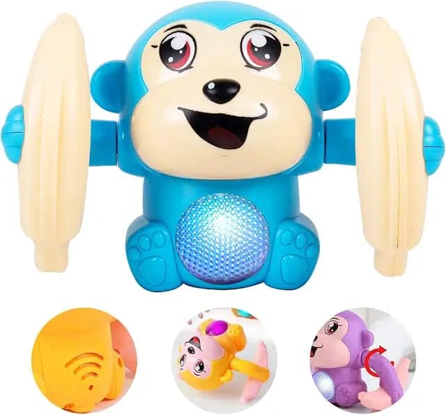 Gooyo GY-2029 Voice Control Banana Dancing Monkey Toy|Spinning, Rolling and Tumbling Toy for Kids with Bright LED Lights & Sound Effects|Blue|3xAAA Battery (Not Included) view 3
