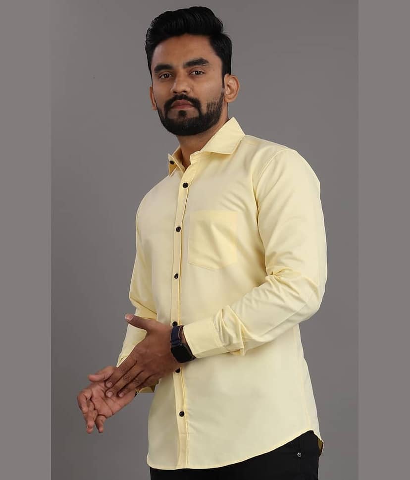 Nofilter Cotton Blend Regular Fit Full Sleeves Men's Formal Shirt - Yellow ( Pack of 1 ) view 2