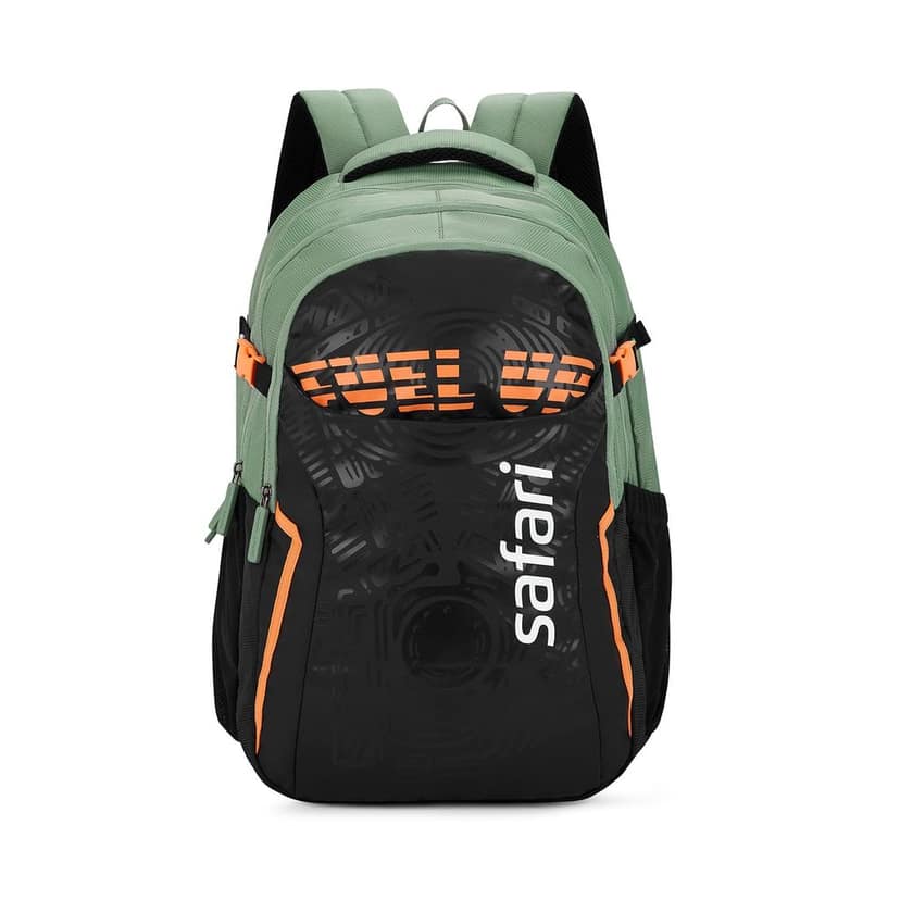 Verge 2 37L Casual Printed Backpack, School Bag for Boys and Girls, Travel Bag for Men and Women, 3 Compartments, Raincover, Armour Base, Organiser, Bottle Holder, Front Pocket, Sage