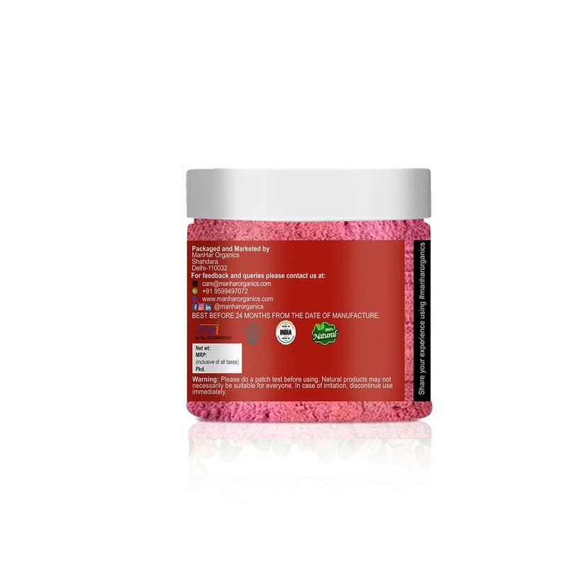 ManHar Organics Rose Petal Powder Jar 100gm | Pure & Natural | For Glowing Skin, Face Packs & Hair Care | No Additives | Herbal Beauty Ingredient view 2
