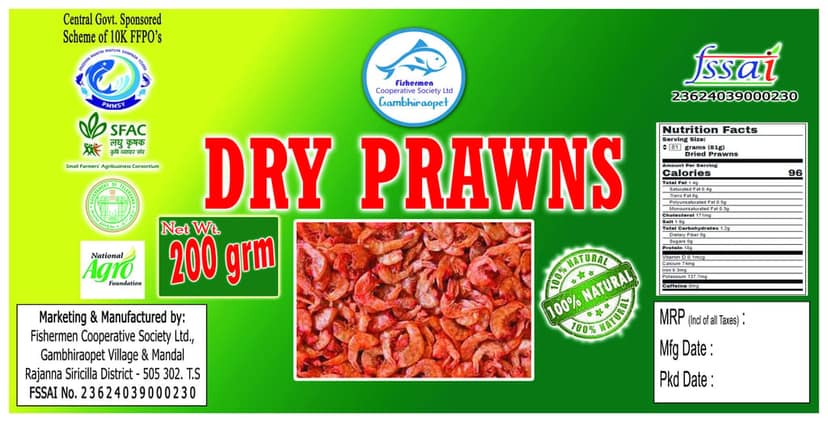 200g Natural Dry Prawns - High Protein Seafood view 2