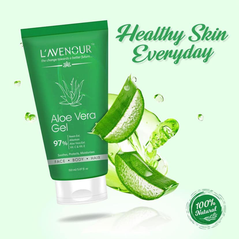 L'avenour Aloe Vera Gel for Face, Body & Hair, For Acne Scars, Moisturization & Dark Circles - 150ml view 3