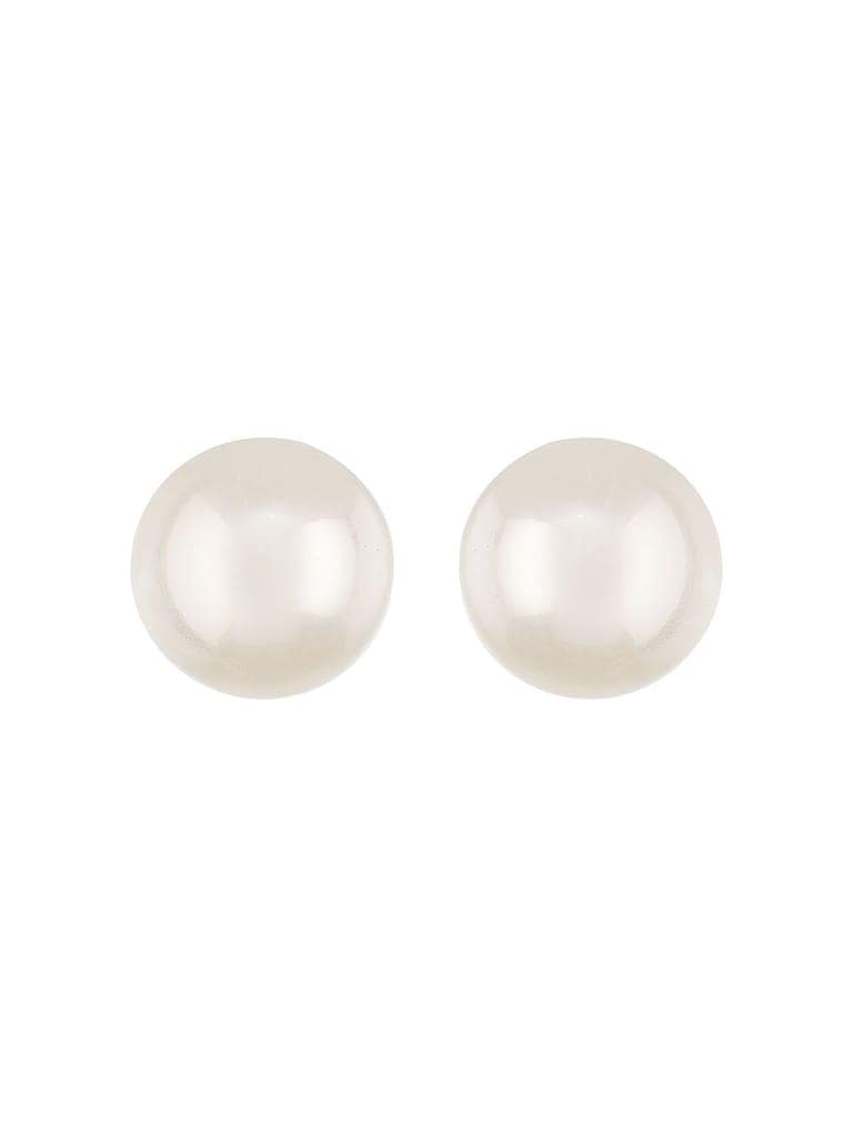 Anti-Tarnish Rhodium Toned Button Pearls Of 20mm Dailywear Studds Earrings view 5