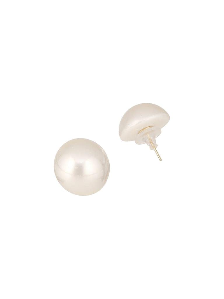 Anti-Tarnish Rhodium Toned Button Pearls Of 20mm Dailywear Studds Earrings view 6