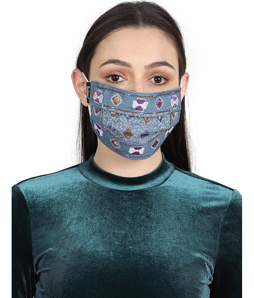 Anekaant - Blue Cotton Mask ( Pack of 1 ) view 2