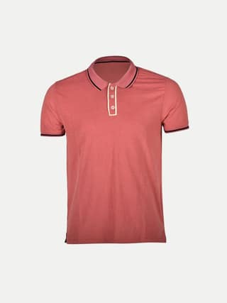 Men Coral Cotton Contrast Tipping Polo T-shirt