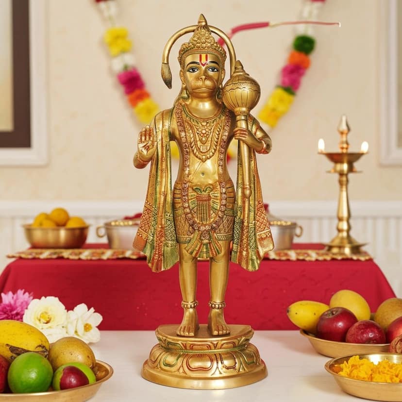 Brass Standing Hanuman Ji God Idol Statue - Finish, Height : 27 Inch (BSMAS1301 I)