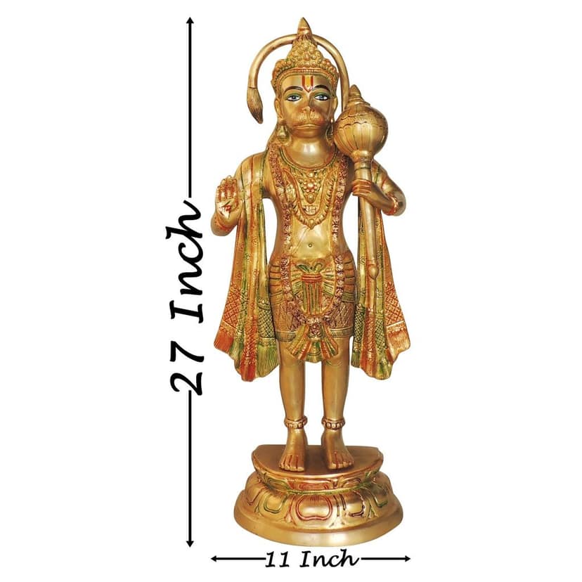 Brass Standing Hanuman Ji God Idol Statue - Finish, Height : 27 Inch (BSMAS1301 I) view 2