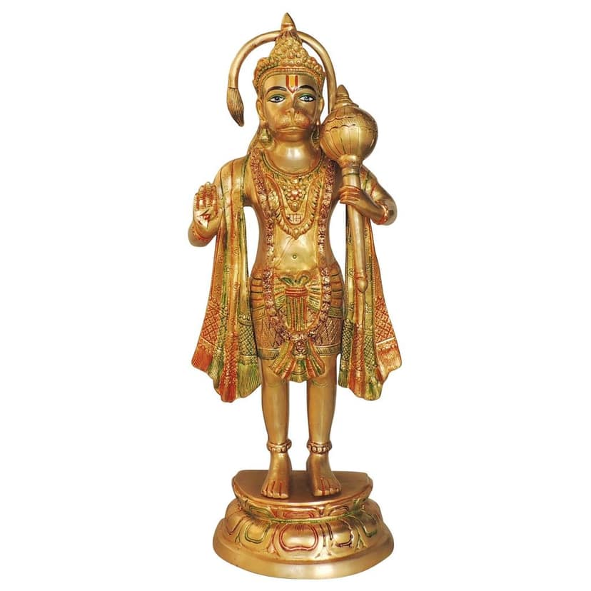 Brass Standing Hanuman Ji God Idol Statue - Finish, Height : 27 Inch (BSMAS1301 I) view 3