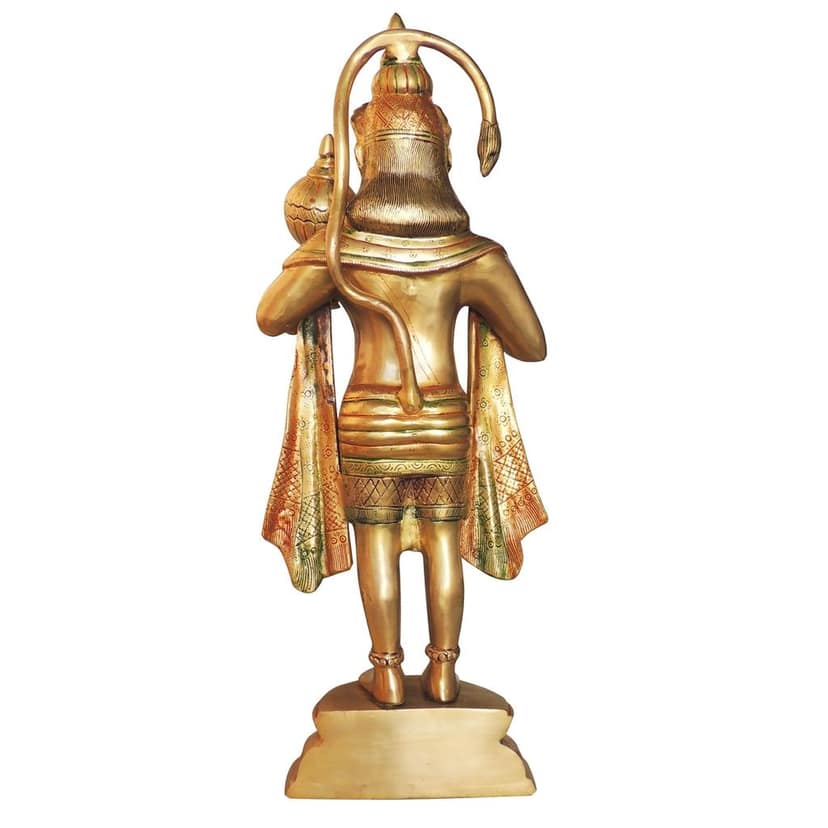 Brass Standing Hanuman Ji God Idol Statue - Finish, Height : 27 Inch (BSMAS1301 I) view 4