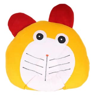 FAIRBIZPS Baby Pillow Cotton Cat Design Baby Pillow with Memory Foam for Comfort (Yellow and Red)