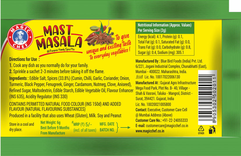 Blue Bird Magmic Chef Mast Masala, 6 gm view 2