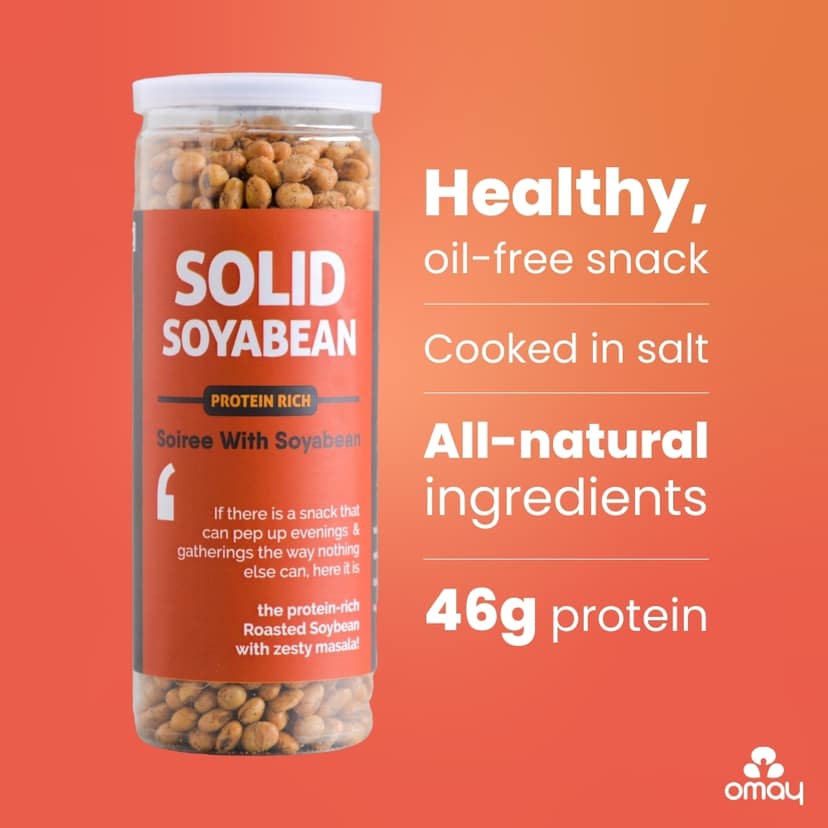 Omay Foods Roasted Soyabean, 160 gm Jar (Pack fo 4) view 2