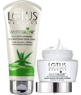 Lotus Herbals Whiteglow 3 In 1 Deep Facial Foam 100g , Deep Moisturising Cream 60G (Pack of 2)