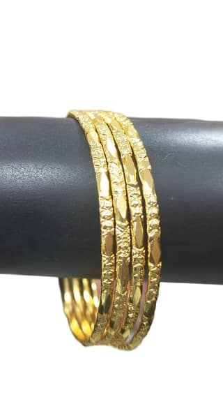 Gold Plated Textured Bangle Set of 4