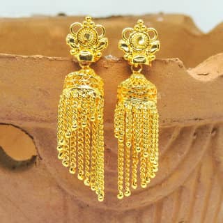 Traditional 1gm gold and micron plated chained jhumki