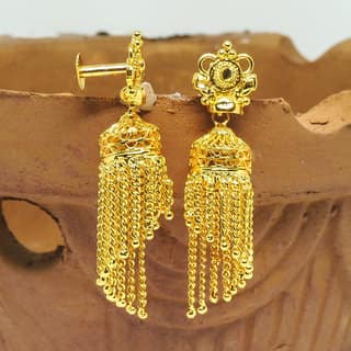 Traditional 1gm gold and micron plated chained jhumki view 2