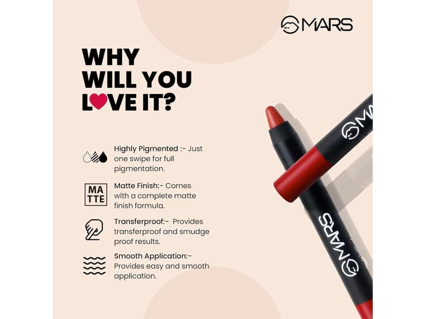 MARS Long Lasting Crayon Lipstick up to 12 Hours Stay 3.5 g - 10-Girl Power view 4