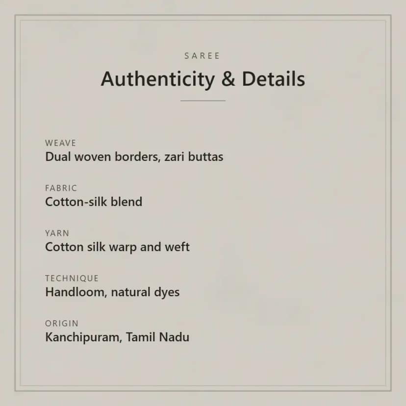 Handwoven Kanchipuram Cotton-Silk Saree in Coffee Brown with Zari Buttas view 6