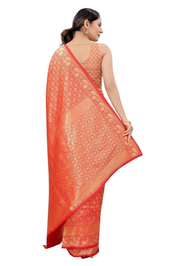 Women's Banarasi Zari Woven Design Saree With Unstiched Blouse Piece view 2