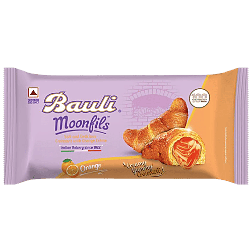 Bauli Moonfils - Orange Cream, Centre Filled Puff Rolls, Italian Recipe, Soft & Delicious, 50 g Pouch