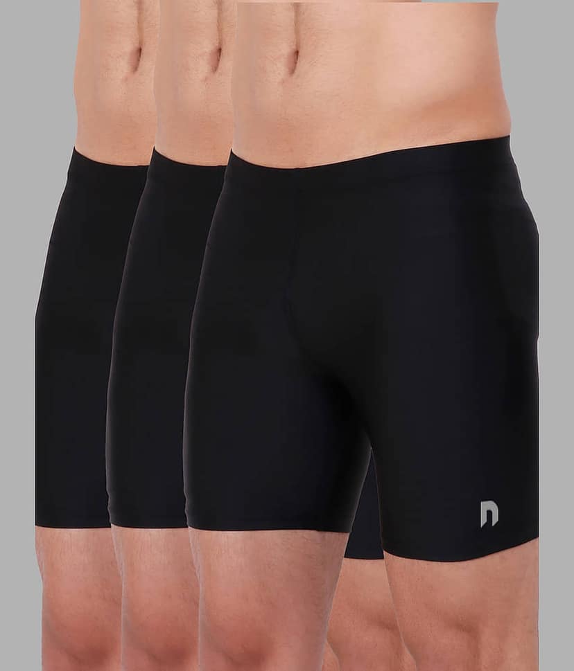 NEVER LOSE Black Polyester Men's Cycling Shorts ( Pack of 3 )