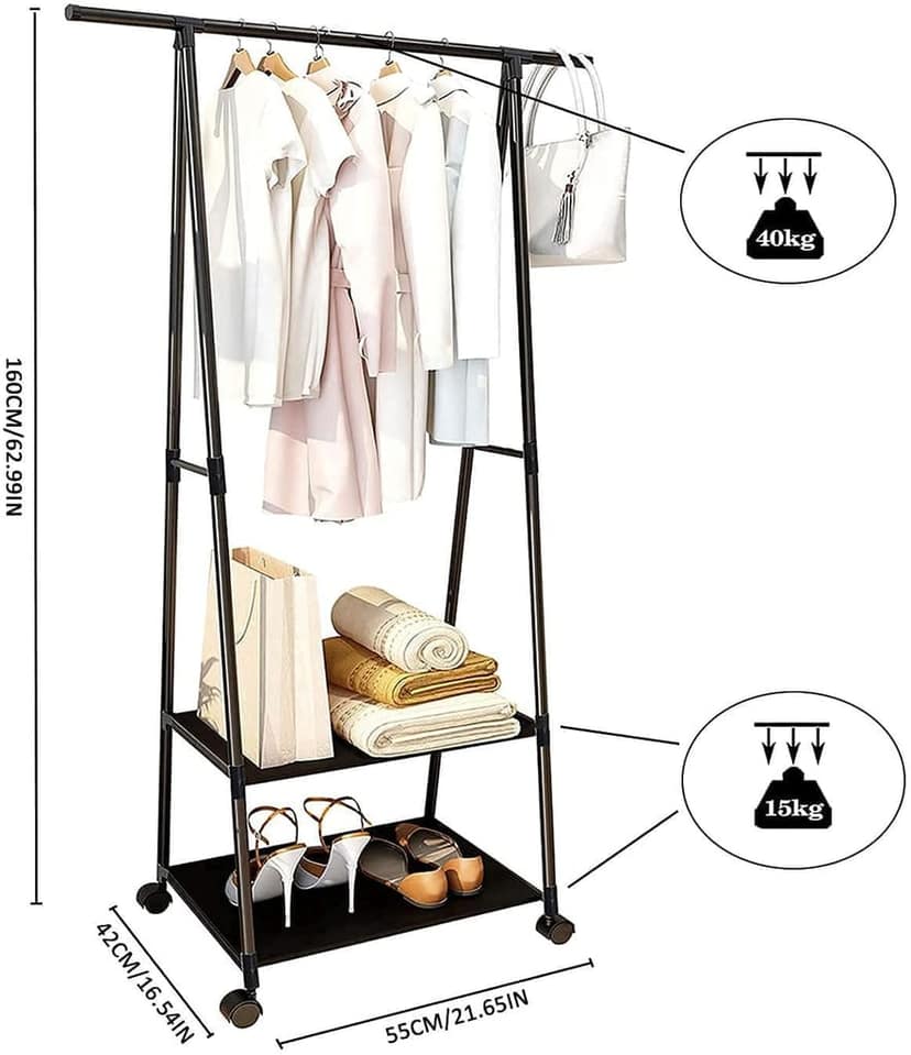 Entryway Coat Rack with Shoe Storage - Metal Frame Organizer_assorted colour view 3