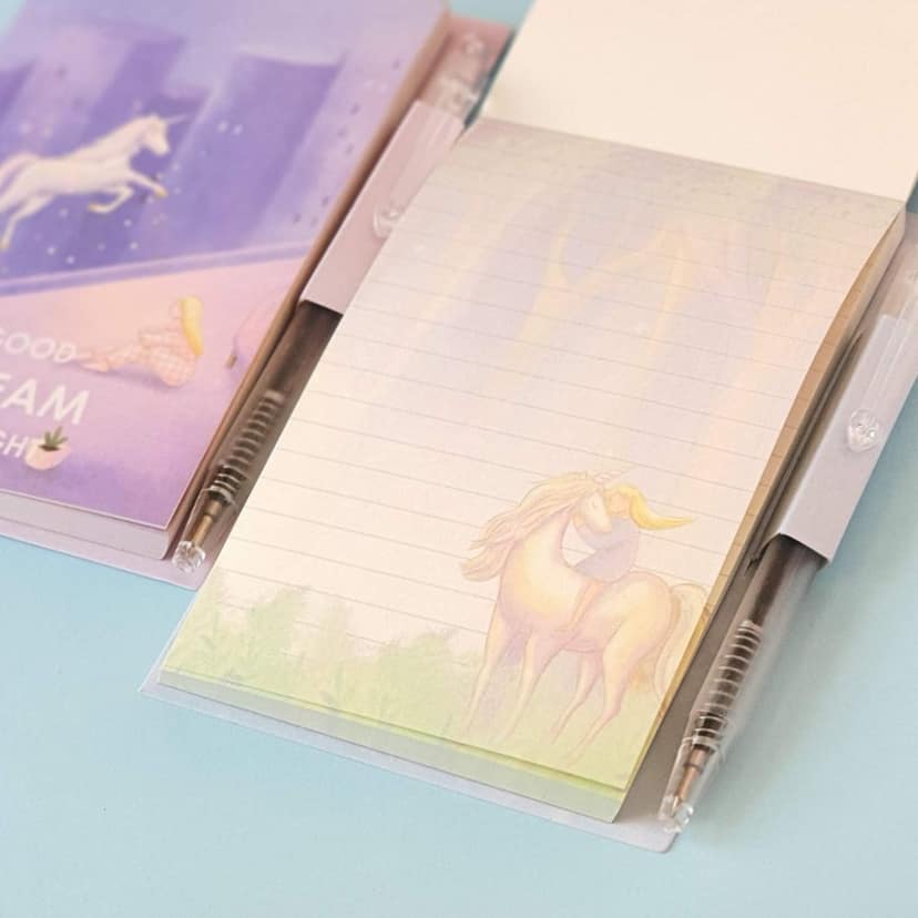 Rack Jack Unicorn Dream Memo Pad with Mini Pen - Green view 3