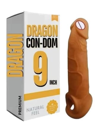 Con-dom Dragons For Men 9-inch for regular use | Ultra Soft | Long Lasted | Extra Pleasure | Extra size | Real Brown Big Size