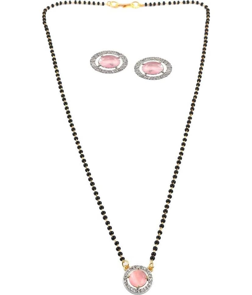 Jewar Mandi - Maroon Mangalsutra Set ( Pack of 1 )