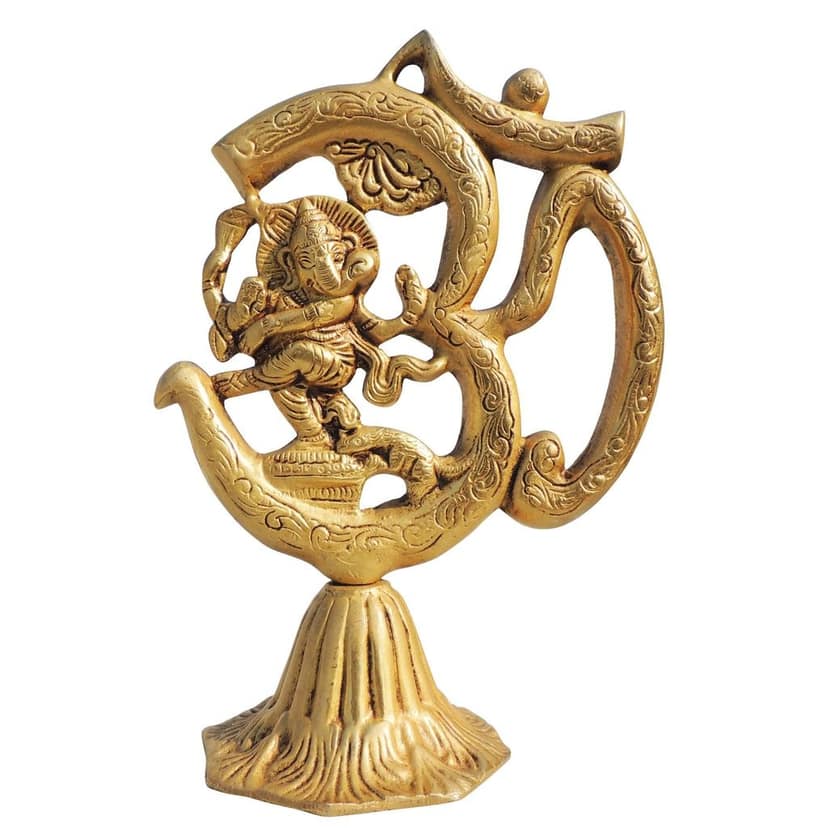 Brass Showpiece Om Ganesh Stand (BSMAS1655 E) view 2