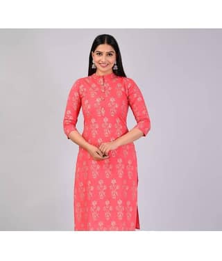 MAUKA Rayon Printed Straight Women's Kurti - Yellow ( Pack of 1 )