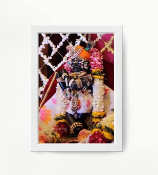 NOKKES Radha Raman Ji Vrindavan Radha Raman Thakur Ji White Photo Frames Religious Photo frame 5X7 Inch Photo Frame_QWW92