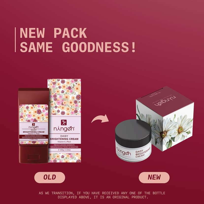 Ningen Daisy Brightening Cream I Enriched with Vitamin C and Plum Extracts I Irritation Free, Paraben Free I Helps Reduce Tan, Bleminshes and Dark Spots I 100g view 3