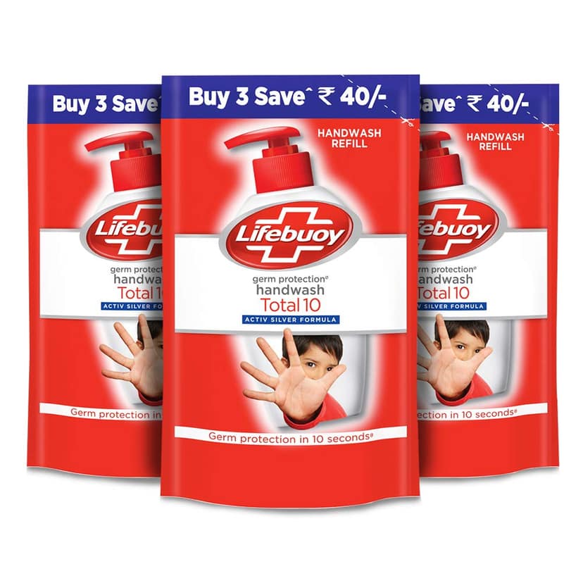 Lifebuoy Germ Protection Handwash Total 10 Protect 3X185Ml