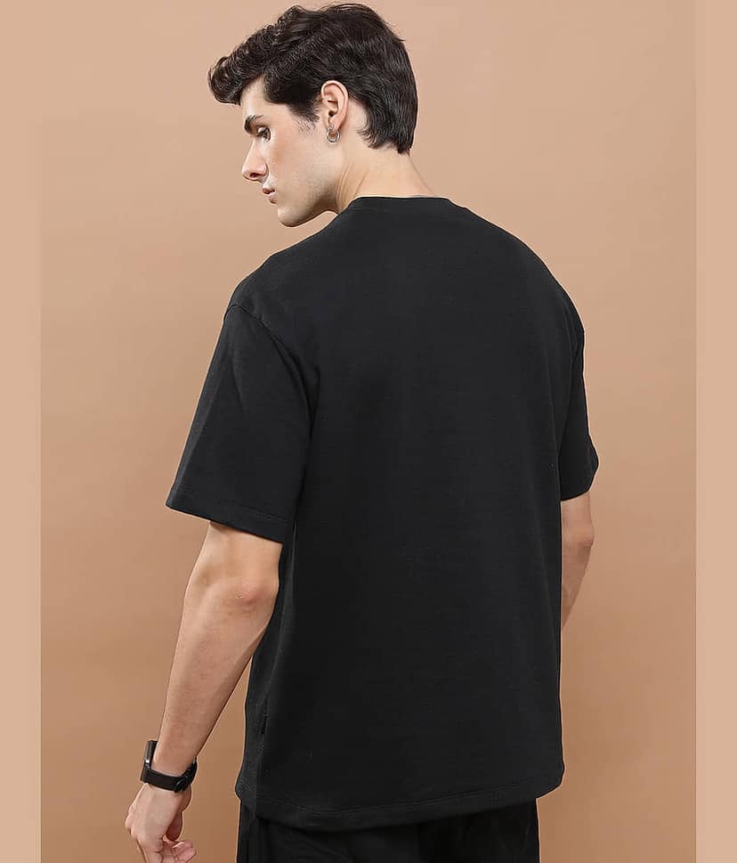 Highlander Men Polyester Oversized Fit Printed T-Shirt ( Black ) view 3