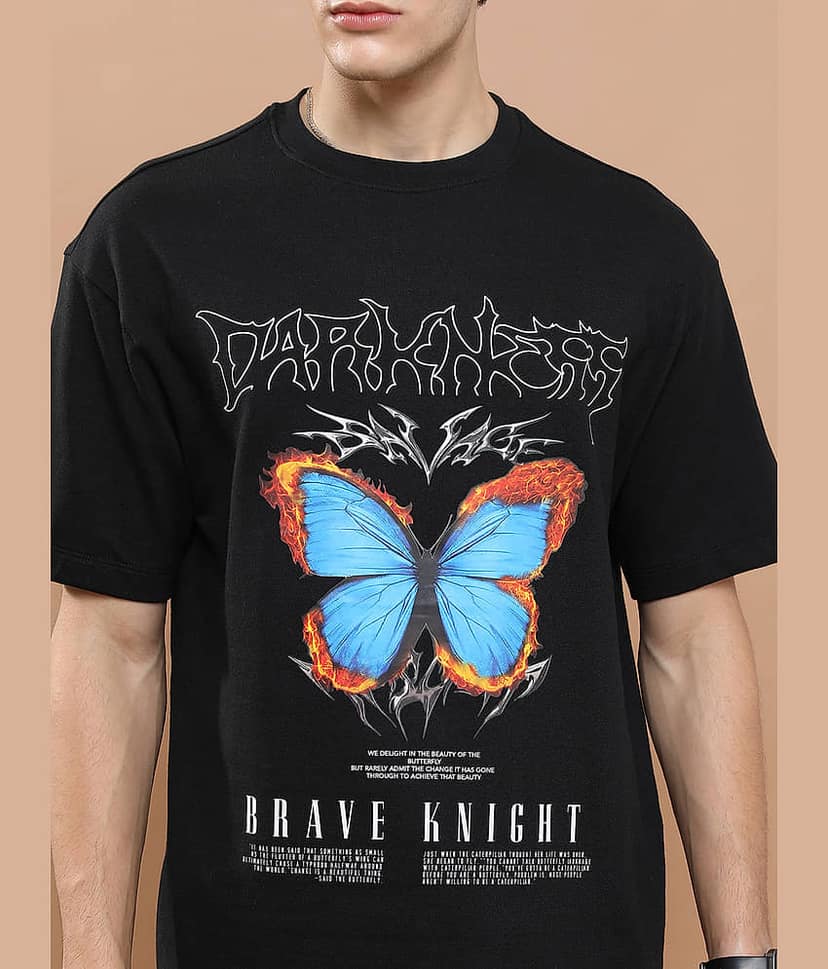 Highlander Men Polyester Oversized Fit Printed T-Shirt ( Black ) view 5