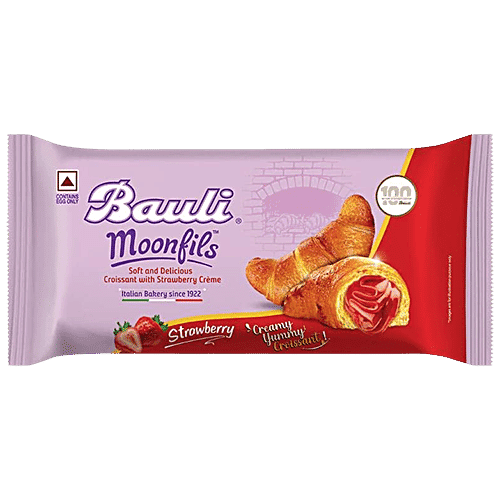 Bauli Moonfils - Strawberry Flavoured, Centre Filled Puff Rolls, Vegetarian, Italian Recipe, Soft & Delicious, 50 g