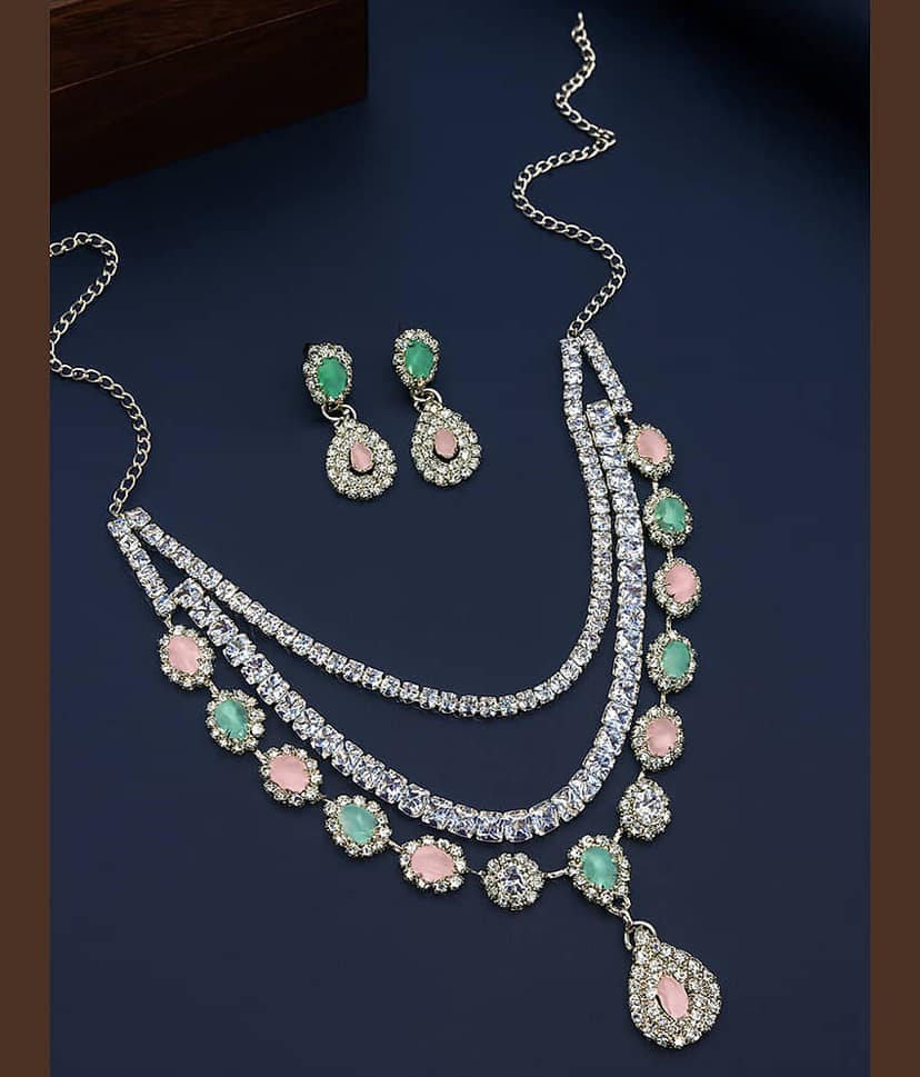 SHANKH-KRIVA Pink Metal Necklace Set ( Pack of 1 ) view 2