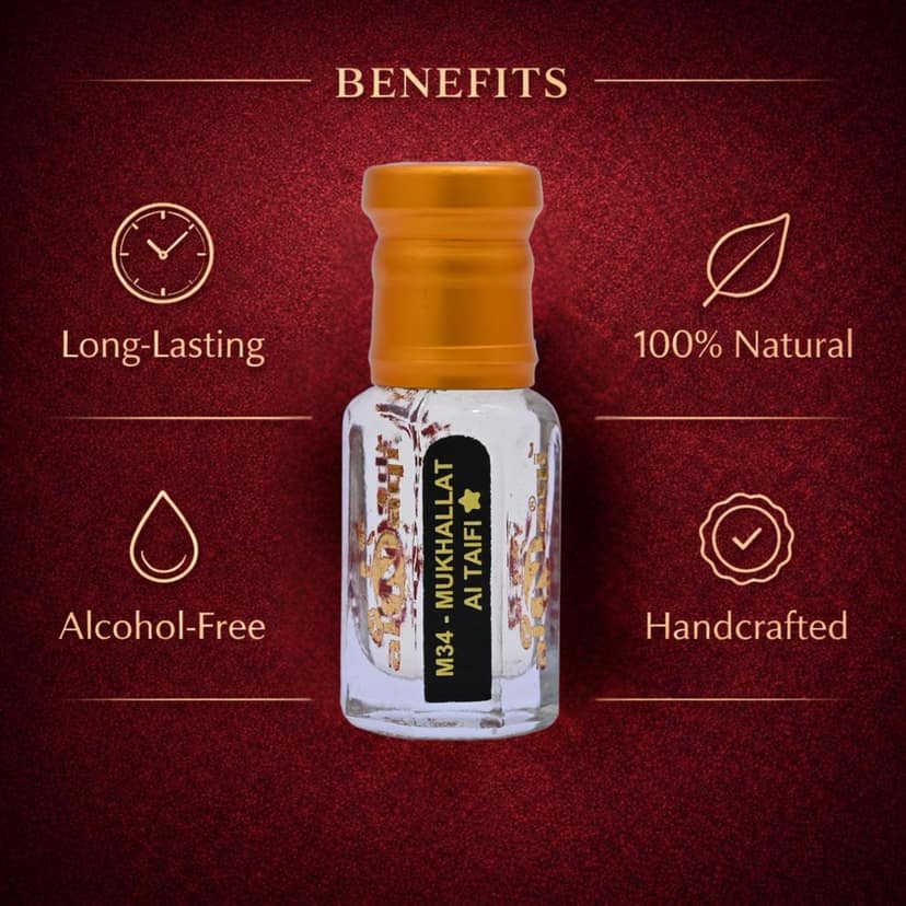alnaqi fragrances Mukhallat Al Taifi Attar Perfume Oil | Arabian Attar Unisex | Alcohol Free Roll On | Long Lasting Concentrated Perfume Oil | Taif Rose Floral Oud Musk Notes view 5