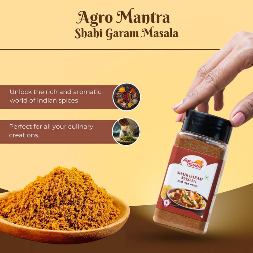 Agro Mantra Shahi Garam Masala Spice Mix 100g | Rich & Aromatic Blend | Perfect for Curries, Biryani, Marinades & Snacks | Authentic Indian Flavor | Fresh & Preservative-Free (pack of 3) view 9
