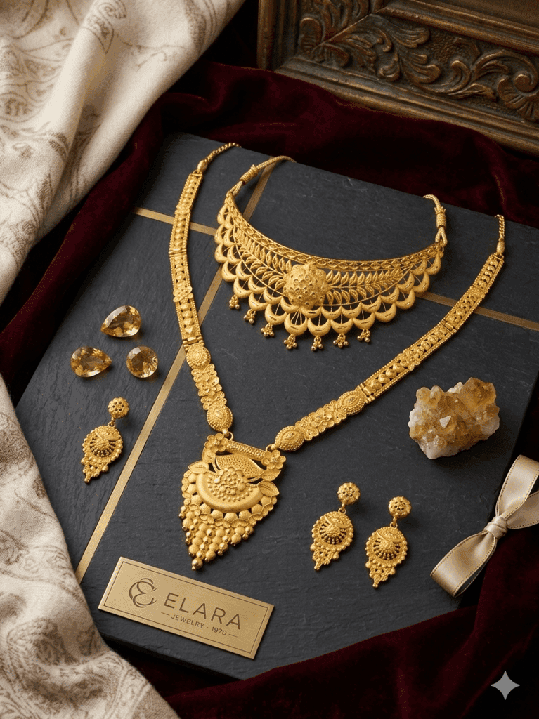 Traditional Indian Bridal Gold Necklace Combo Set view 3