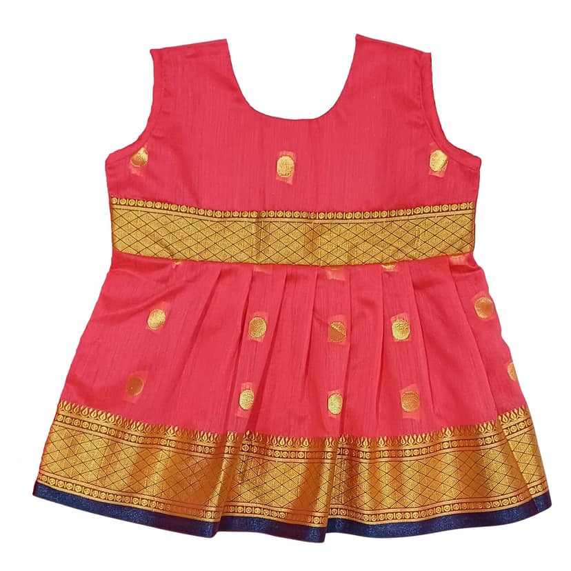 luster Cotton-Silk Frock Age (0-3Y) (Peach, 12-18 Months)