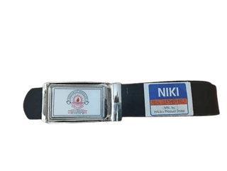 Black Leather Belt with Silver Buckle