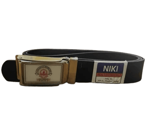 Black Leather Belt with Silver Buckle view 3