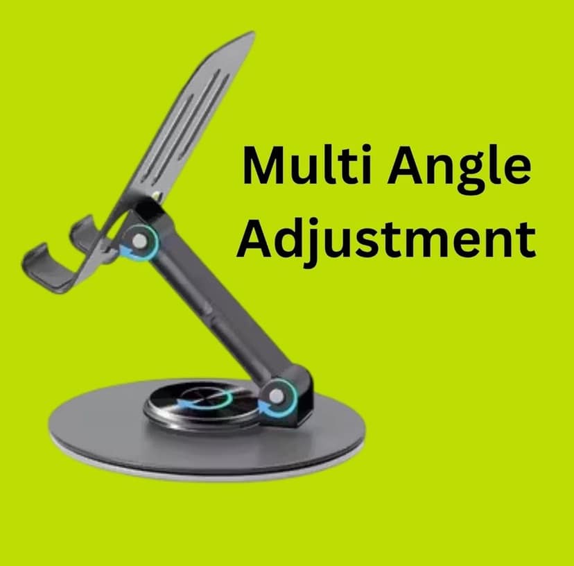 ARmaxtronics – 360° Rotatable & Foldable Mobile Phone Stand – Metallic, Adjustable Height & Angle view 3