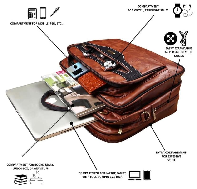 LOREM 28L Messenger Bag For Men - Faux Leather view 5