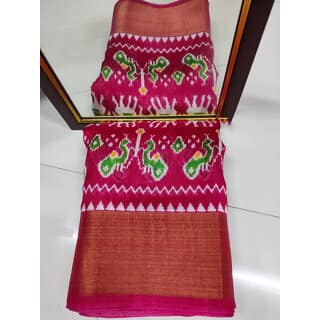 Blue And Green Colour Ikkat Designer Printed saree view 2